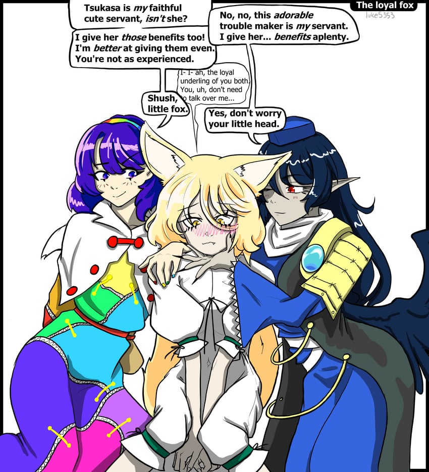 kudamaki tsukasa, iizunamaru megumu, and tenkyuu chimata (touhou and 1 more) drawn by luke5353