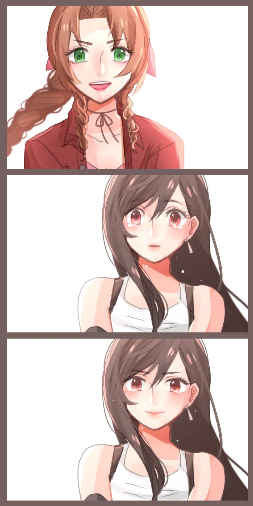 tifa lockhart and aerith gainsborough (final fantasy and 1 more) drawn by toufu_(toufu_53)