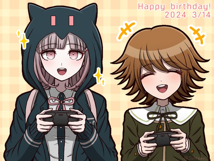 nanami chiaki and fujisaki chihiro (danganronpa and 2 more) drawn by suiren_yurei