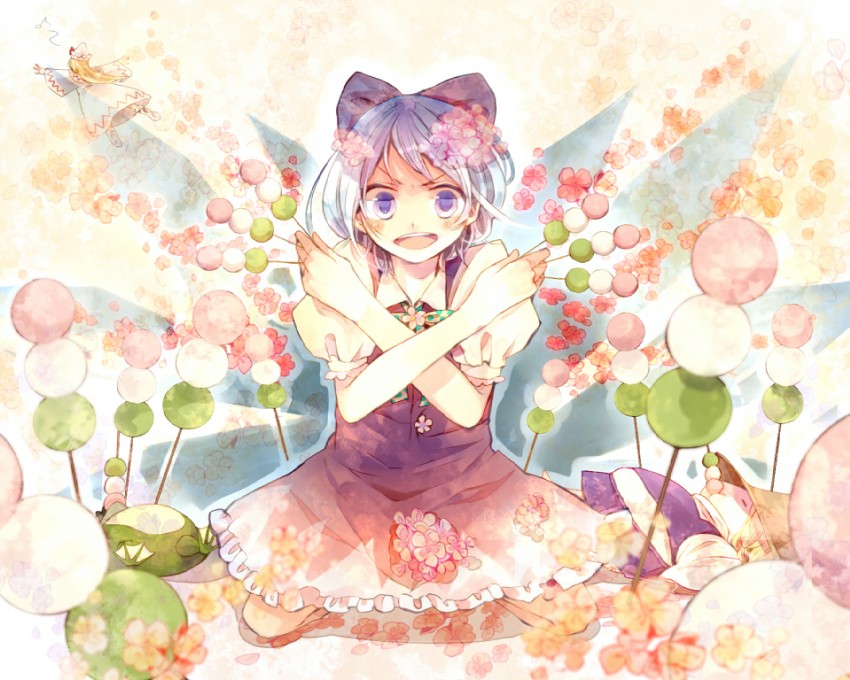 cirno, moriya suwako, and lily white (touhou) drawn by nozaki_tsubata