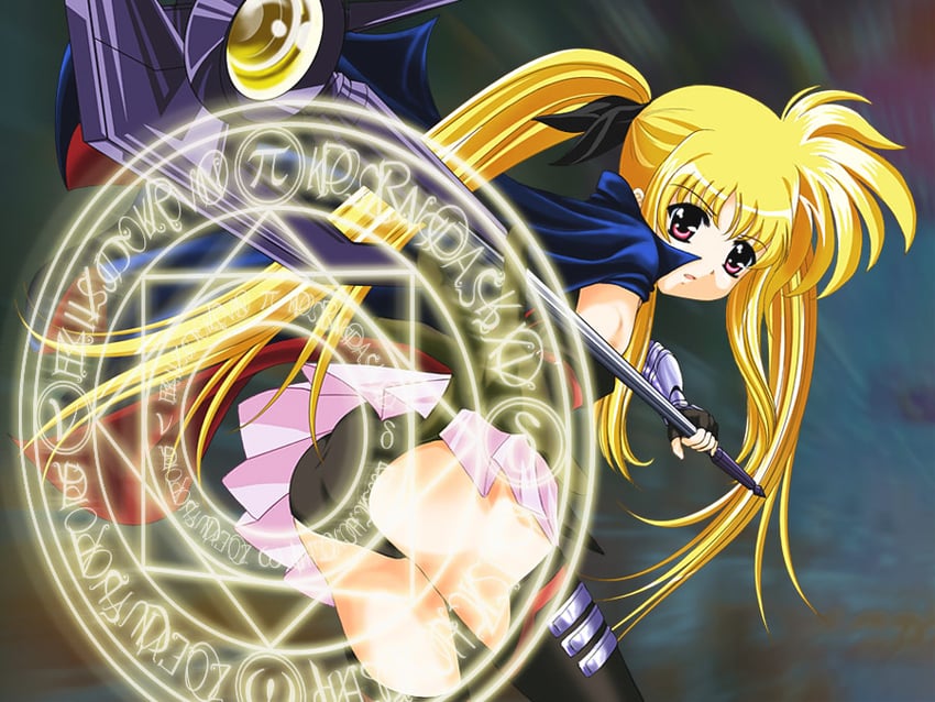 fate testarossa and bardiche (lyrical nanoha and 2 more) drawn by move-evo