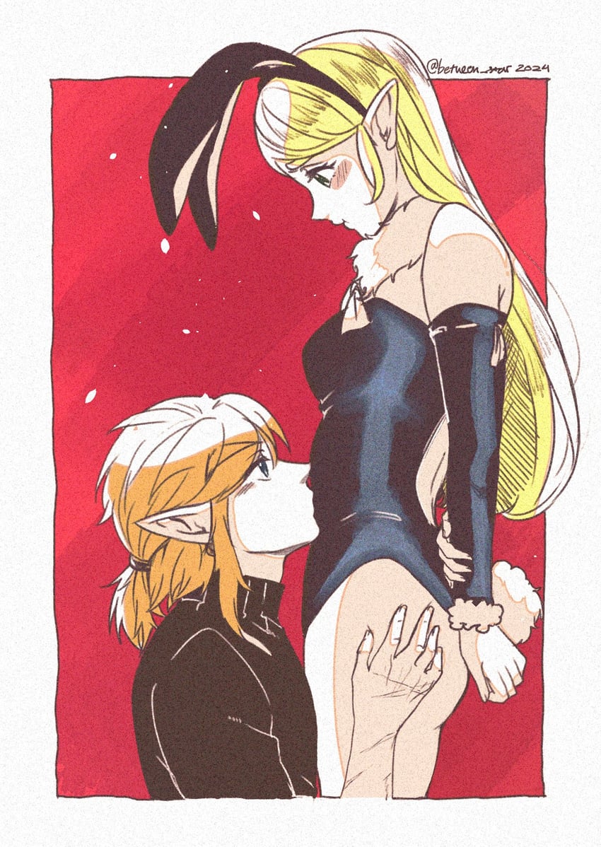 link and princess zelda (the legend of zelda and 1 more) drawn by wildstar69