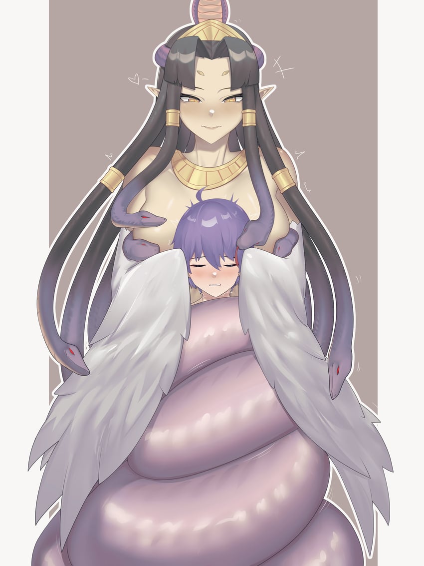 luka and saja (mon-musu quest! and 1 more) drawn by bwcloud