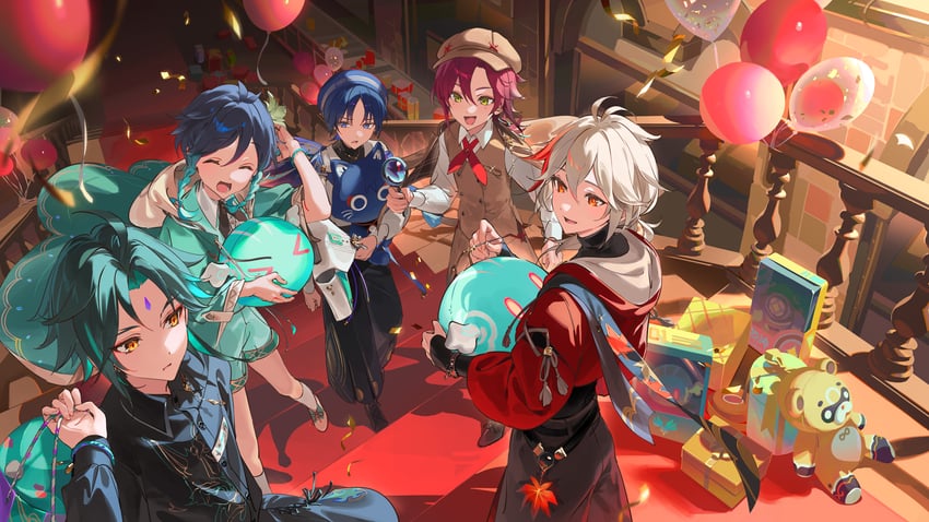 scaramouche, wanderer, venti, xiao, kaedehara kazuha, and 4 more (genshin impact) drawn by dsmile