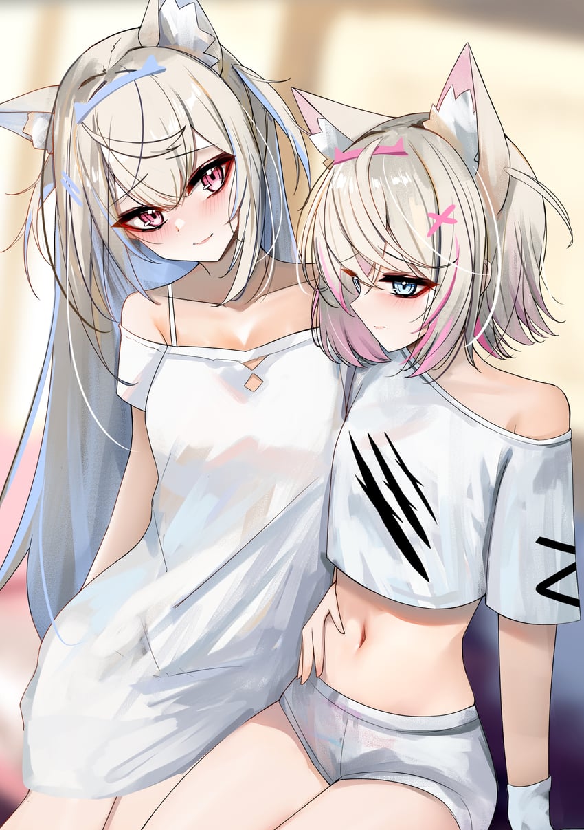 fuwawa abyssgard and mococo abyssgard (hololive and 1 more) drawn by rifufu