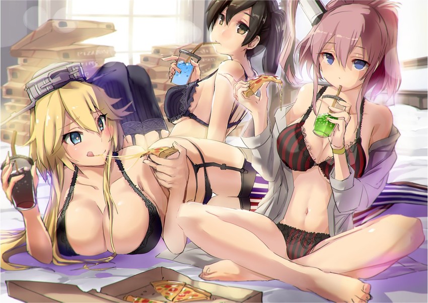 kaga, iowa, and saratoga (kantai collection) drawn by satou_daiji