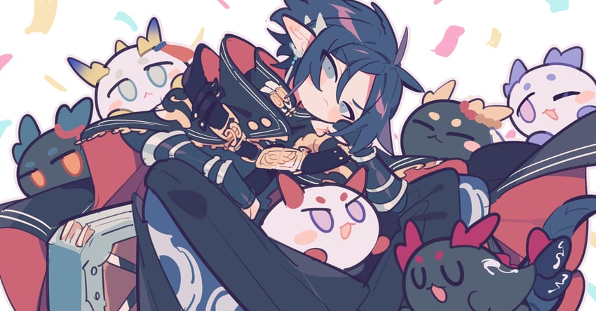 shu, dusk, nian, ling, chongyue, and 2 more (arknights) drawn by ym_dpl