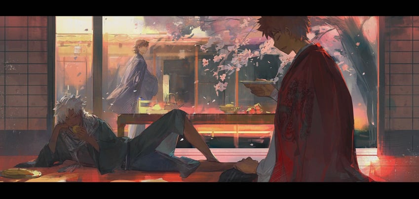 emiya shirou, kotomine kirei, emiya kiritsugu, grigori rasputin, and senji muramasa (fate and 1 more) drawn by cqqqqdaze