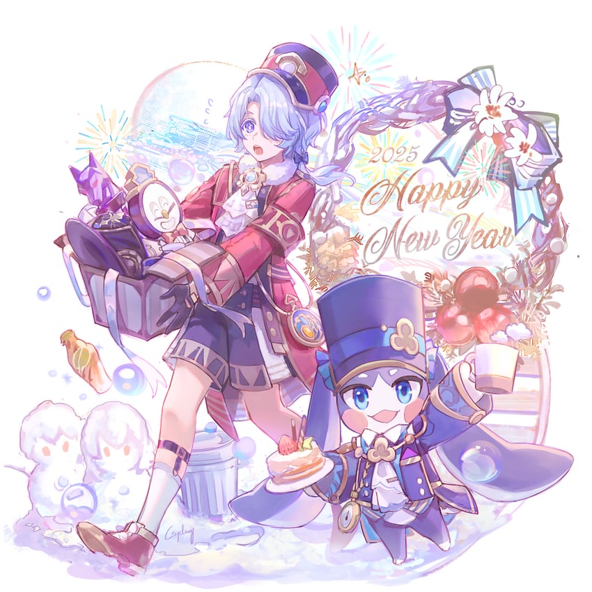 trailblazer, stelle, caelus, pom-pom, misha, and 1 more (honkai and 1 more) drawn by csyday