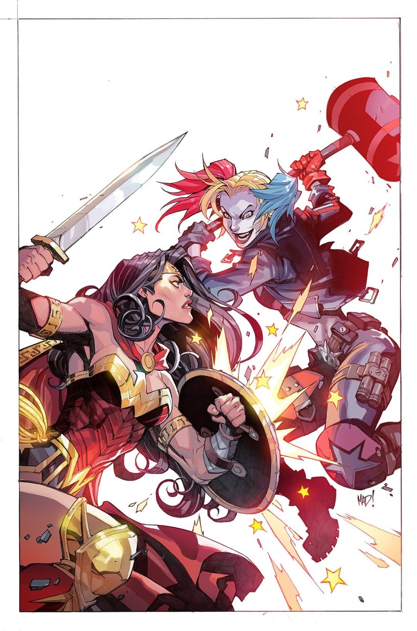 harley quinn and wonder woman (dc comics) drawn by joe_madureira