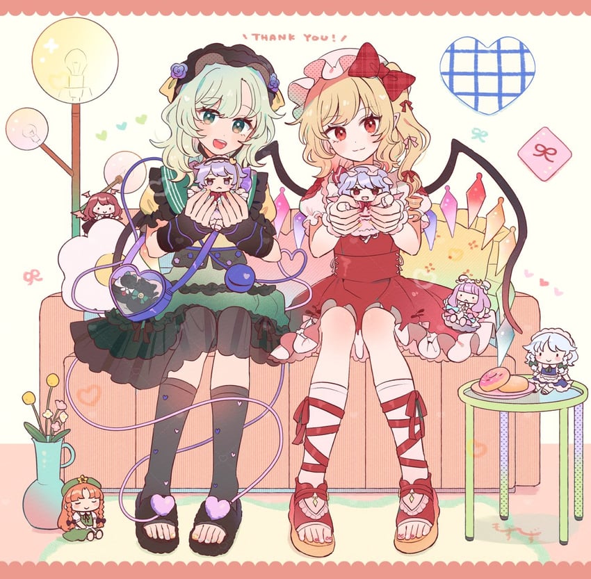 remilia scarlet, flandre scarlet, izayoi sakuya, komeiji koishi, patchouli knowledge, and 5 more (touhou) drawn by mozukuzu_(manukedori)