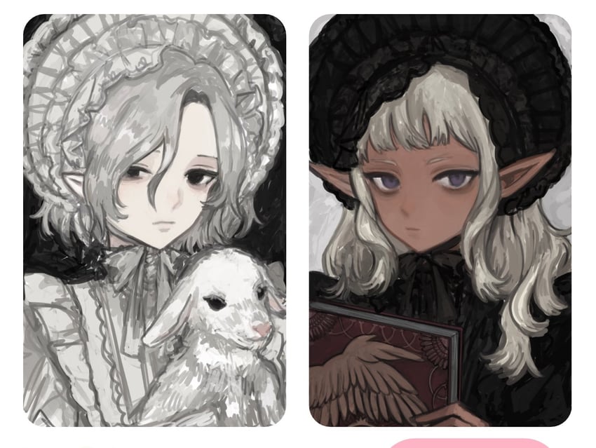 mithrun, thistle, and goat (dungeon meshi) drawn by shions_house
