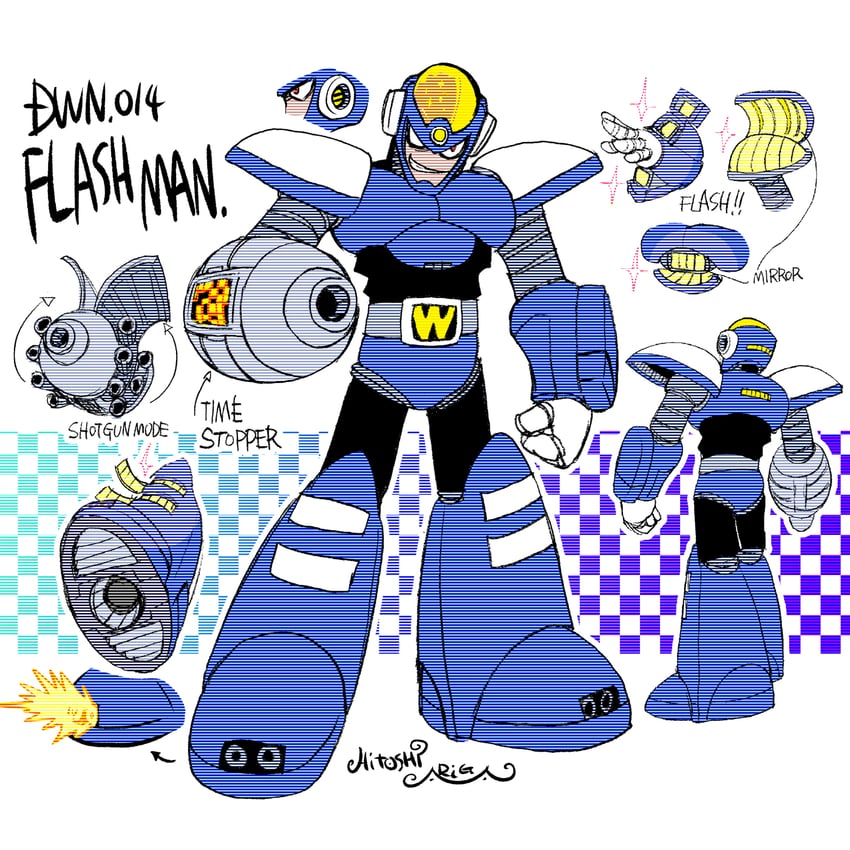 flash man (mega man and 2 more) drawn by ariga_hitoshi