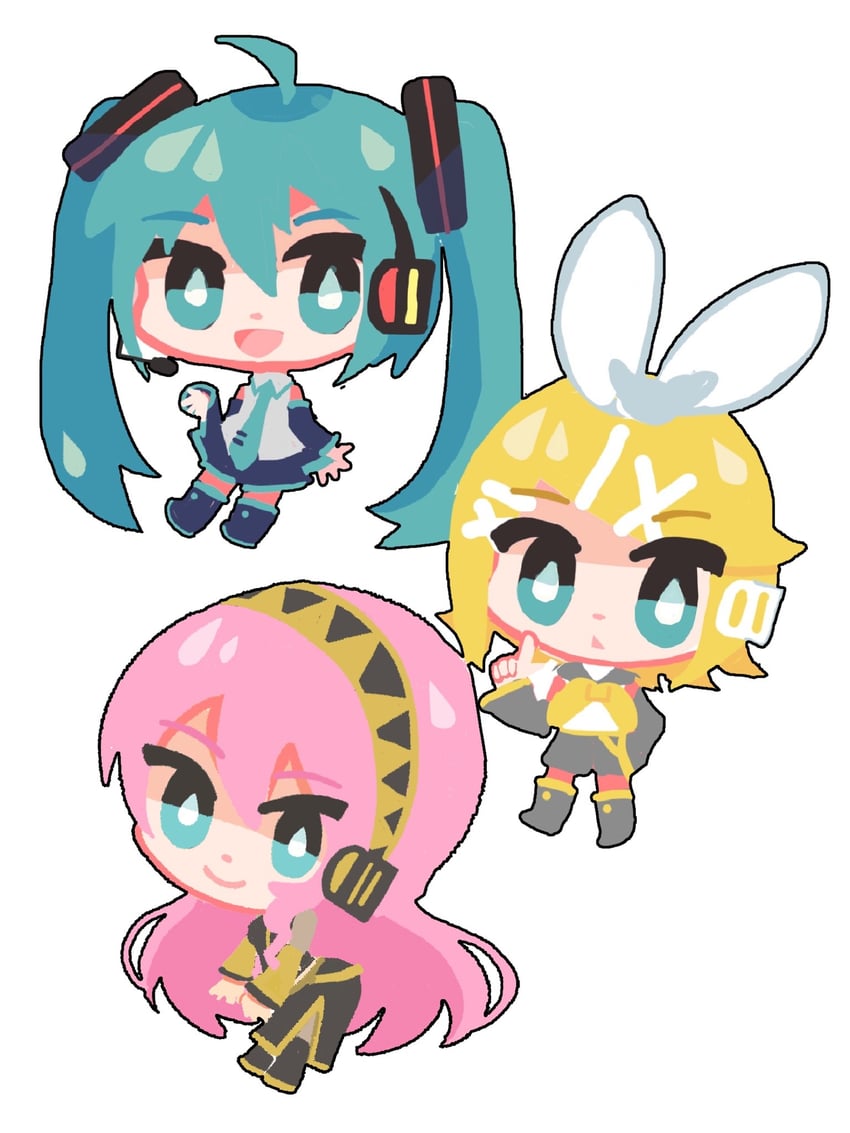 hatsune miku, kagamine rin, and megurine luka (vocaloid) drawn by misoni_(mi-soni)