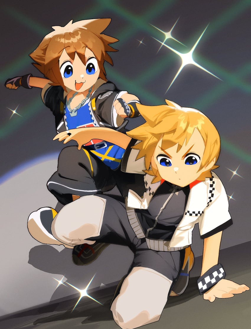sora and roxas (kingdom hearts and 2 more) drawn by paobebebe