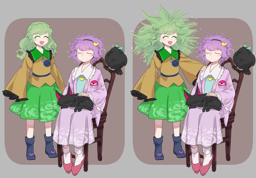 komeiji koishi, komeiji satori, kaenbyou rin, and reiuji utsuho (touhou) drawn by chamaruk