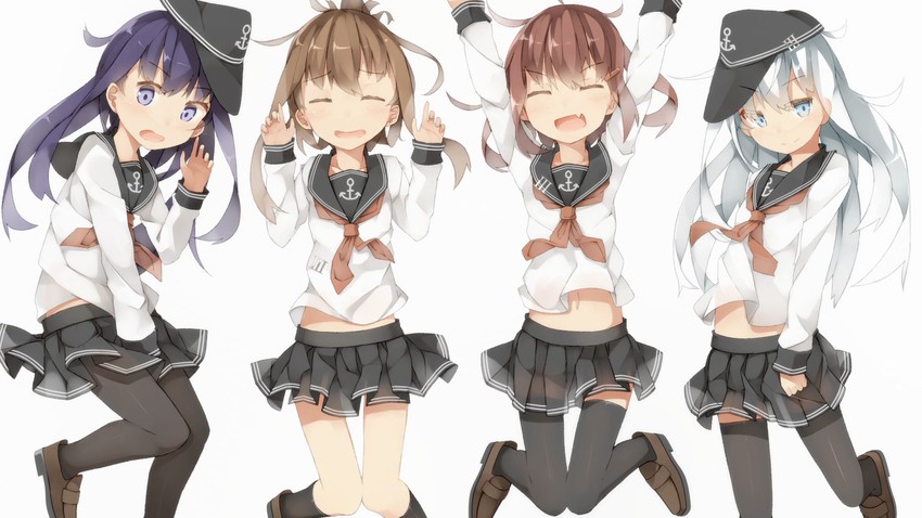 hibiki, inazuma, ikazuchi, and akatsuki (kantai collection) drawn by yadokari_(migihashi)