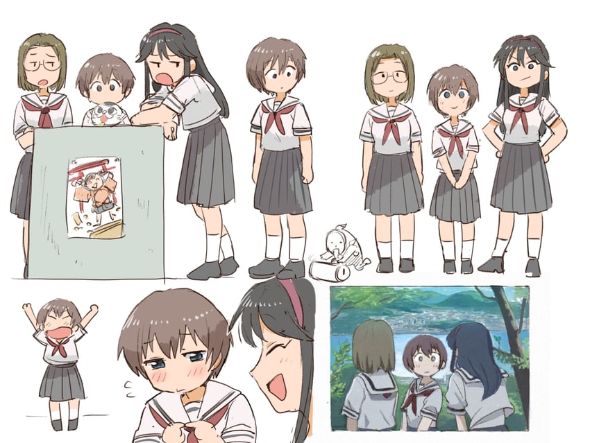 hitotsubashi yurie, shijou mitsue, and saegusa matsuri (kamichu!) drawn by tsubobot