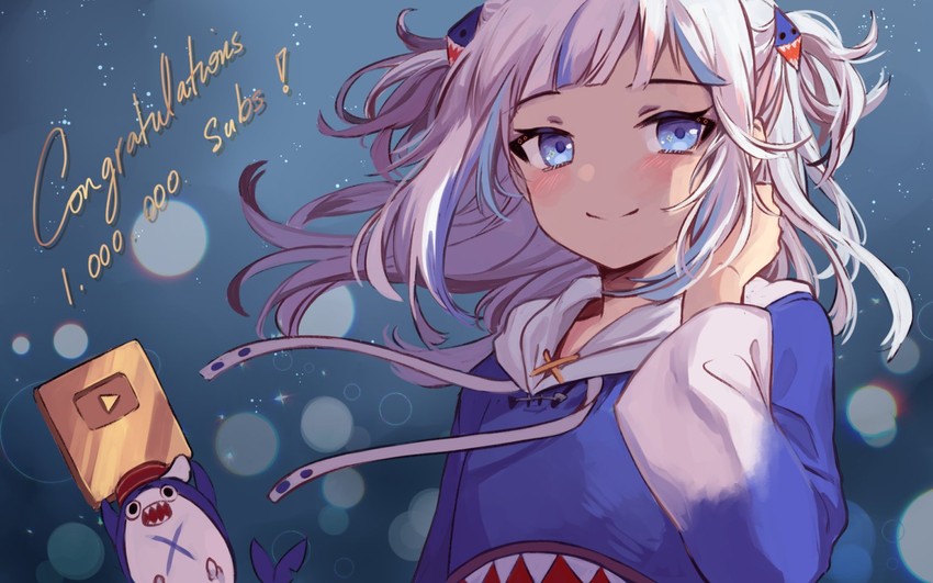 gawr gura and bloop (hololive and 1 more) drawn by ten-chan_(eternal_s)