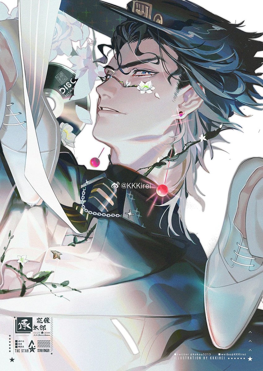 kujo jotaro (jojo no kimyou na bouken and 1 more) drawn by greeny_(maindo)