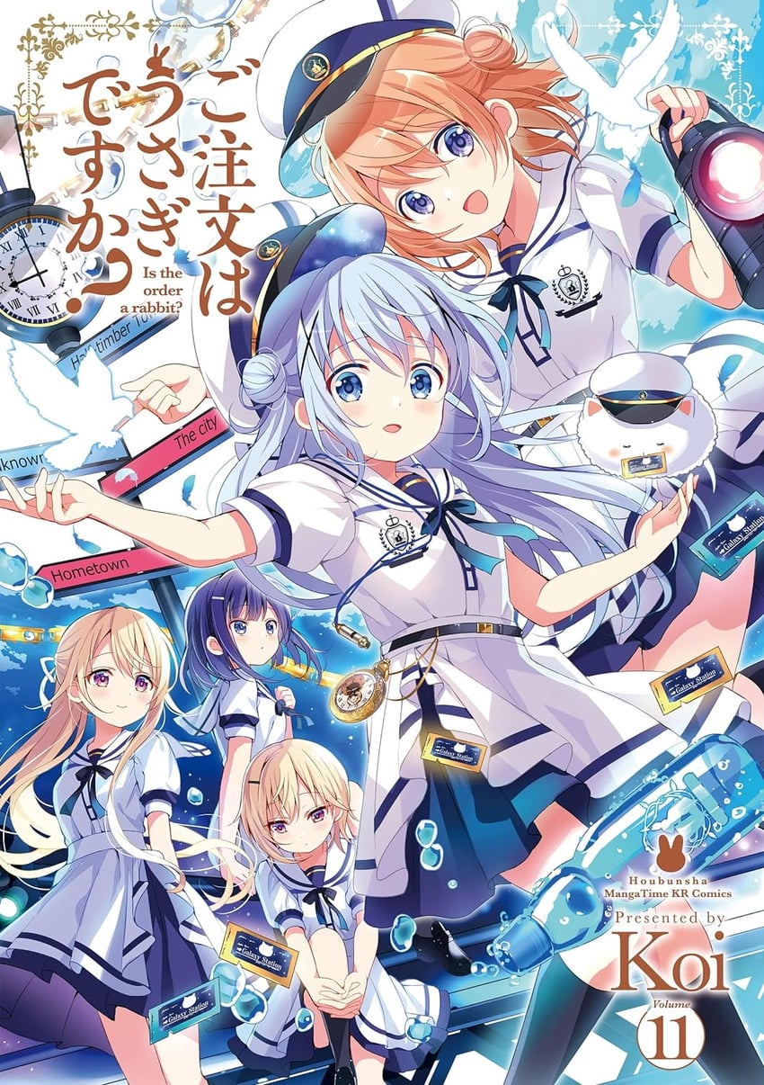 kafuu chino, hoto cocoa, tippy, fuiba fuyu, jinja eru, and 1 more (gochuumon wa usagi desu ka?) drawn by koi_(koisan)