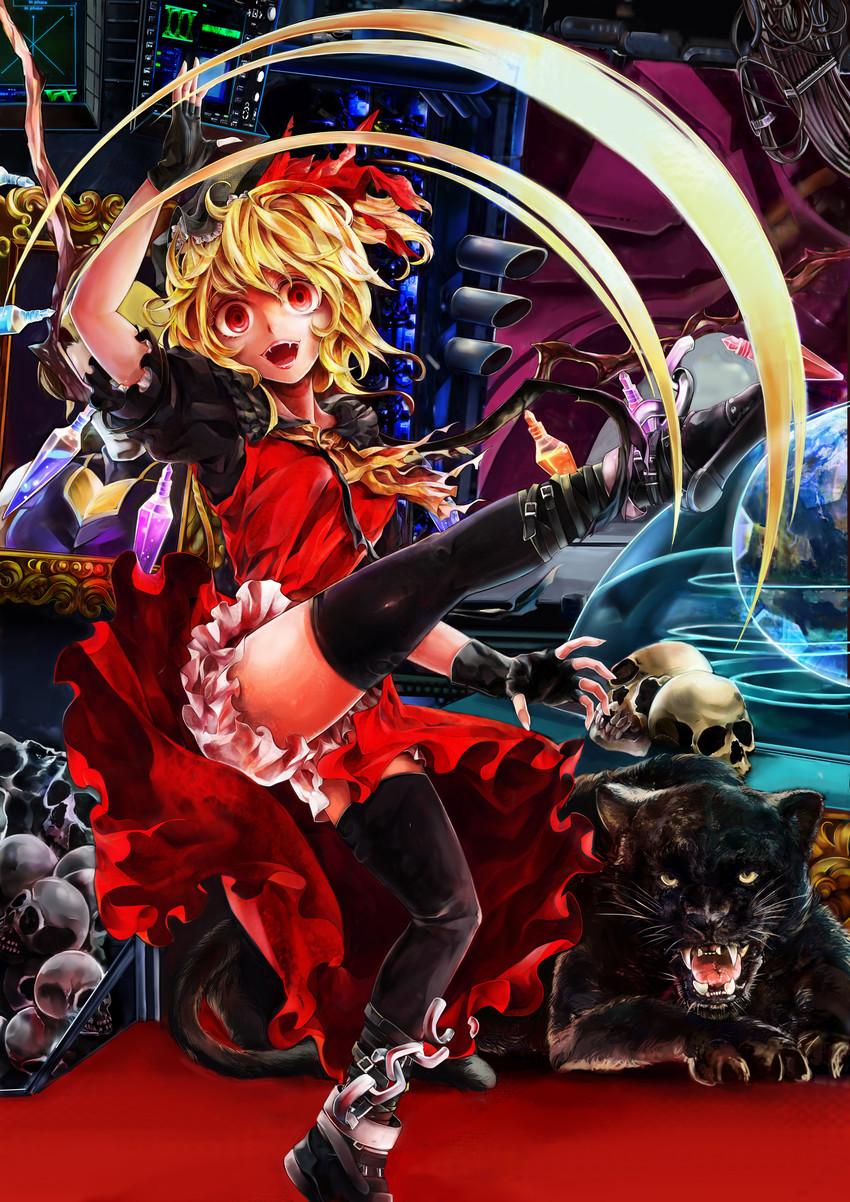 flandre scarlet and rugal bernstein (touhou and 2 more) drawn by poyan_noken