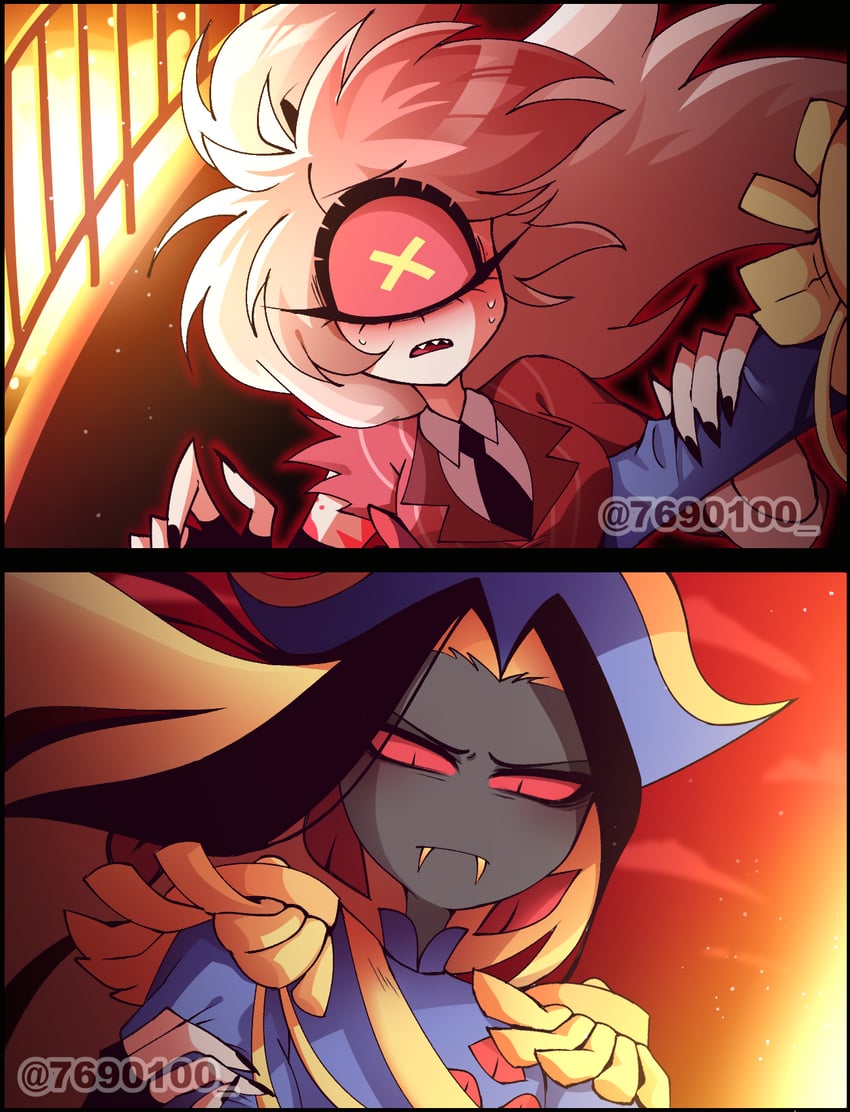 sir pentious and cherri bomb (hazbin hotel) drawn by menattou