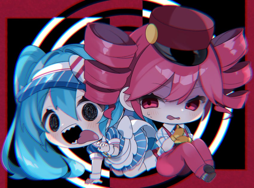 hatsune miku and kasane teto (vocaloid and 2 more) drawn by yuni_(irohasuiroiro)