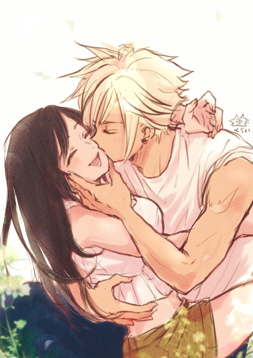 tifa lockhart and cloud strife (final fantasy and 1 more) drawn by ninnin5tora