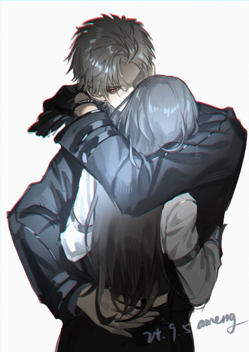 protagonist and sylus (love and deepspace) drawn by ameng