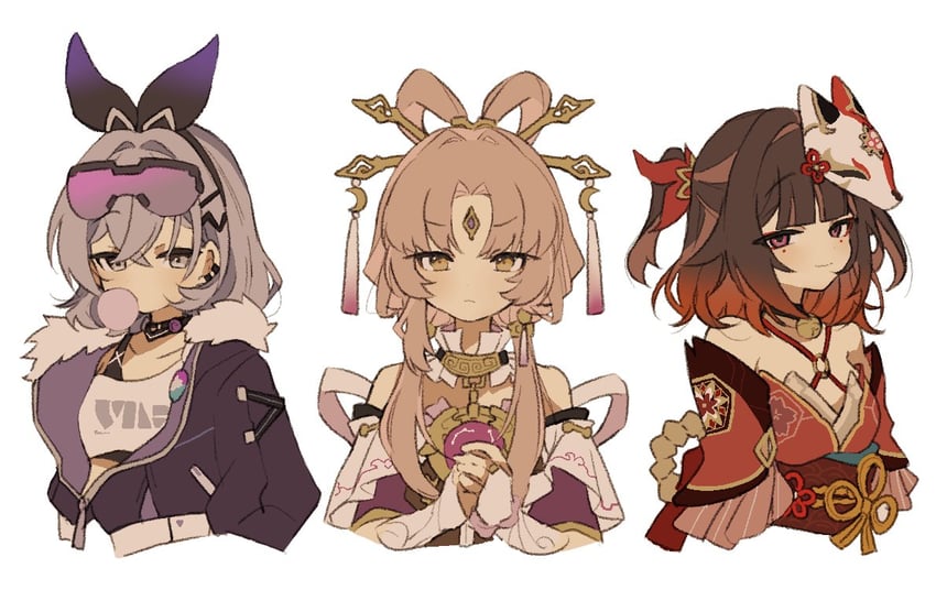 sparkle, silver wolf, and fu xuan (honkai and 1 more) drawn by iwashi_(iwashi008)