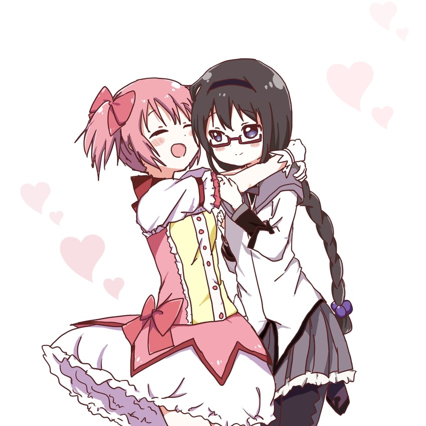 akemi homura and kaname madoka (mahou shoujo madoka magica) drawn by mearian