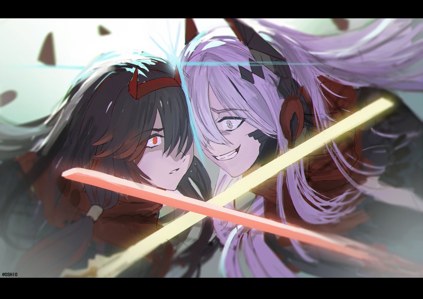 lucia, alpha, alpha: crimson abyss, and lucia: lotus (punishing: gray raven) drawn by orlijiang