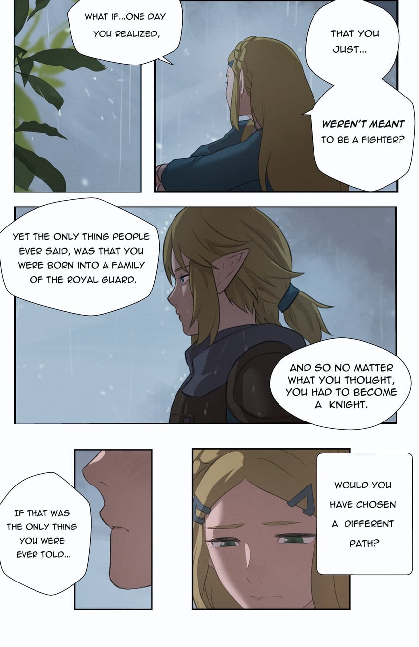link and princess zelda (the legend of zelda and 1 more) drawn by pomelomelon