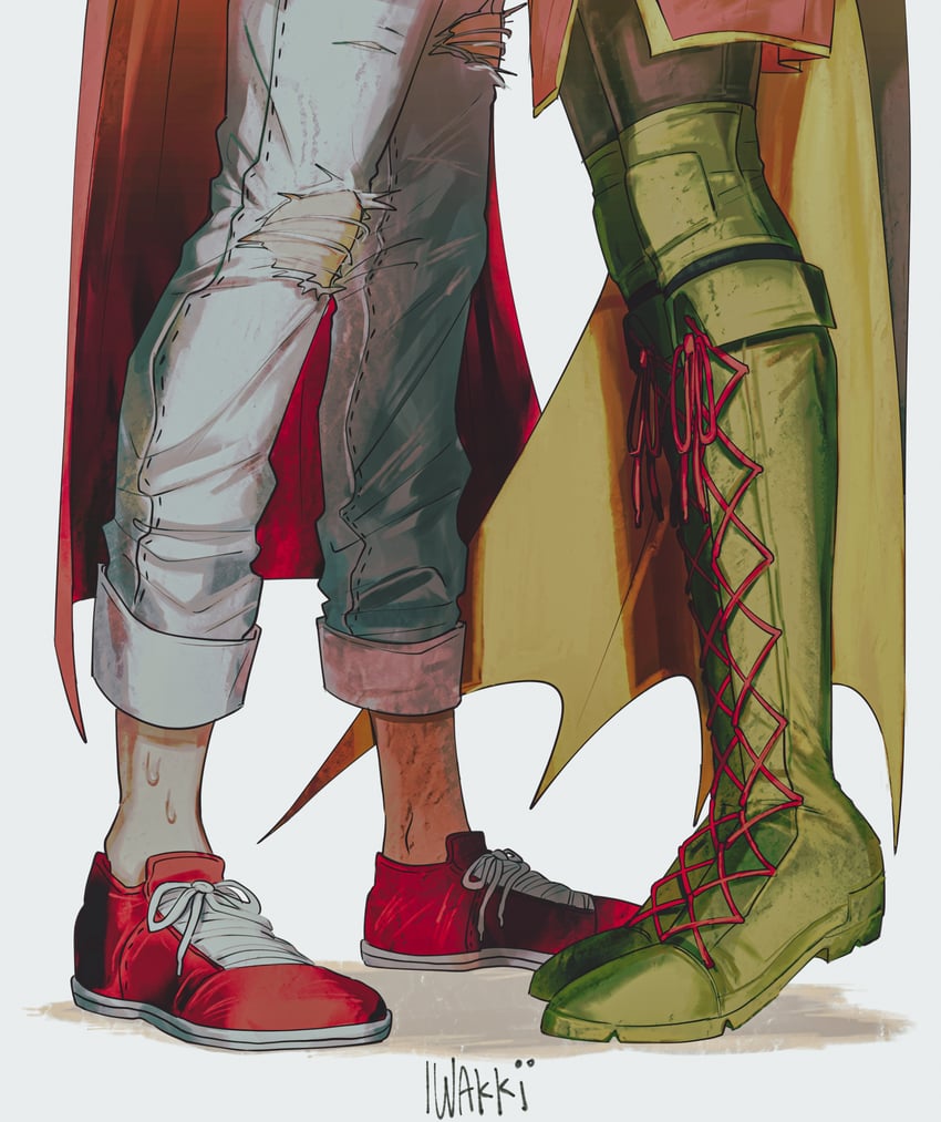 robin, damian wayne, superboy, and jonathan kent (dc comics and 1 more) drawn by iwakki