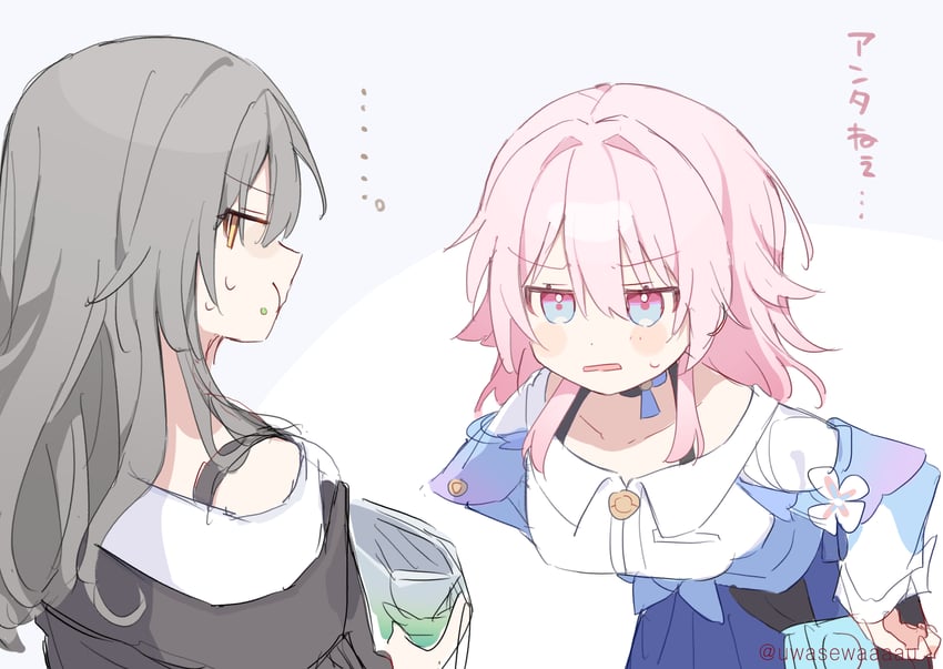 trailblazer, stelle, and march 7th (honkai and 1 more) drawn by uwasewau