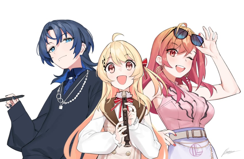 ichijou ririka, otonose kanade, and hiodoshi ao (hololive and 1 more) drawn by dasdokter