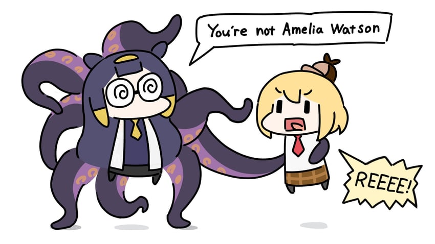ninomae ina'nis, watson amelia, smol ame, and doctor octopus (hololive and 5 more) drawn by toripuru_(tripl3)