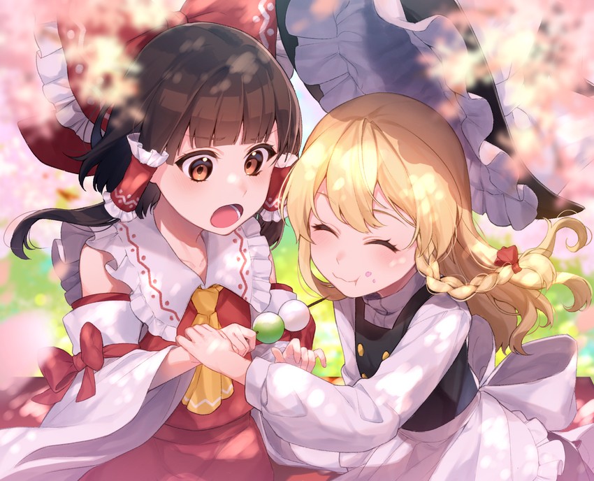 hakurei reimu and kirisame marisa (touhou) drawn by jill_07km