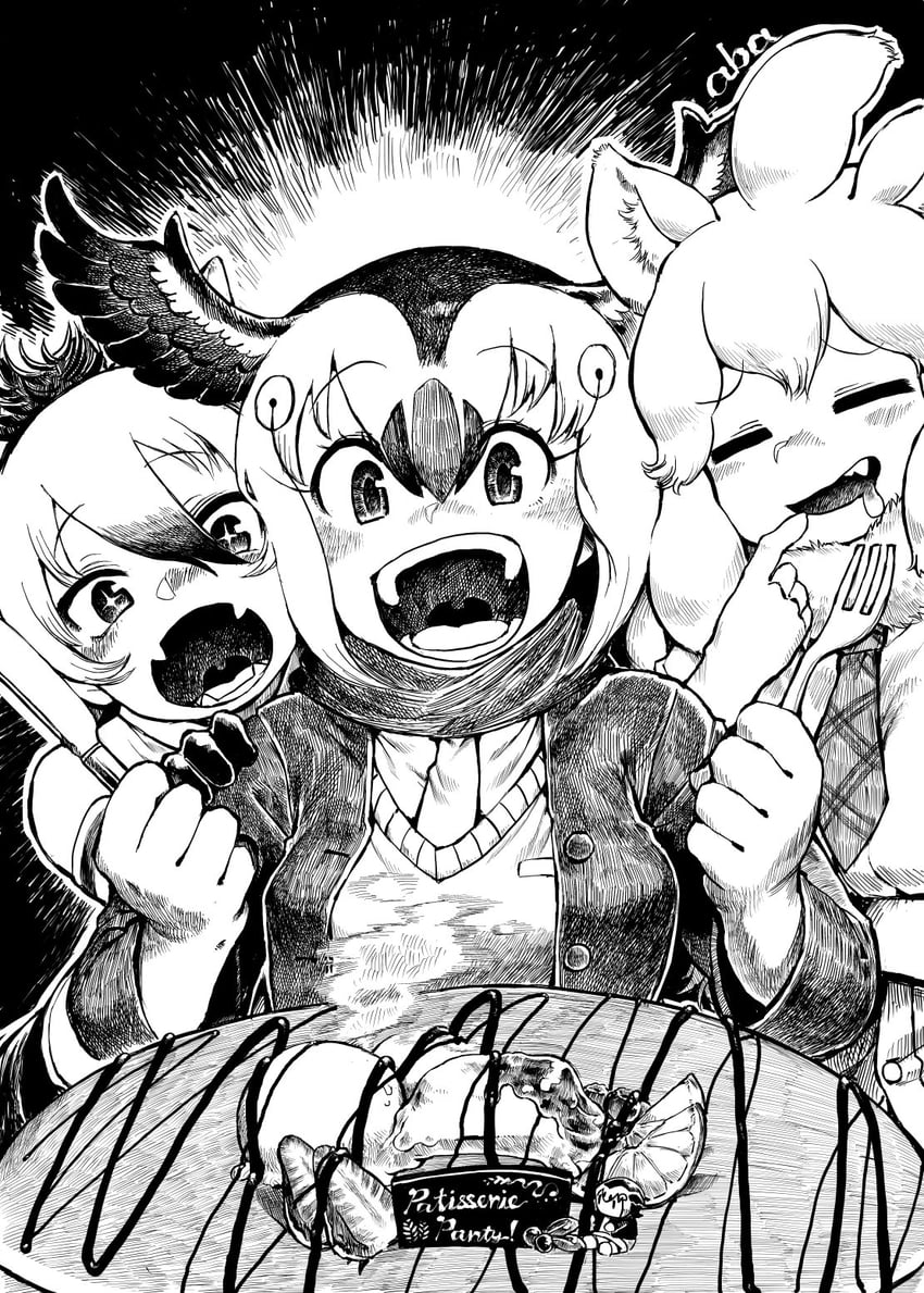 white lion, aardwolf, and atlantic puffin (kemono friends) drawn by handsdsds