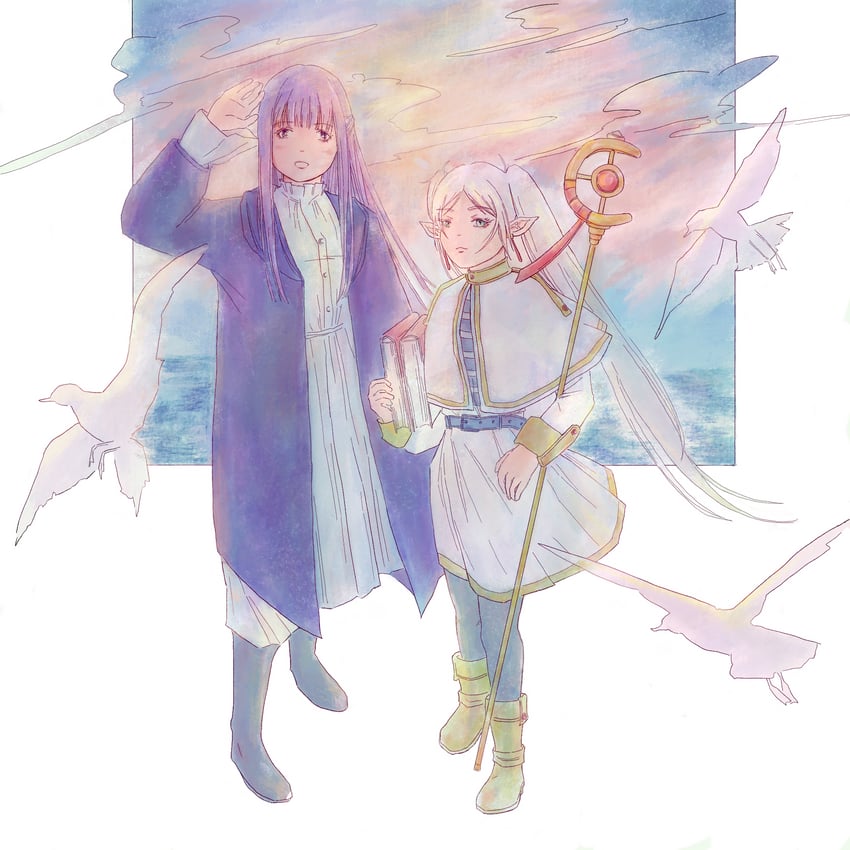 frieren and fern (sousou no frieren) drawn by gensou_getsumen_rt