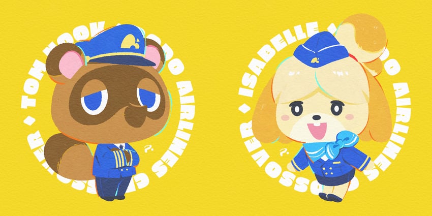 isabelle and tom nook (animal crossing) drawn by roy_(pixiv992911)