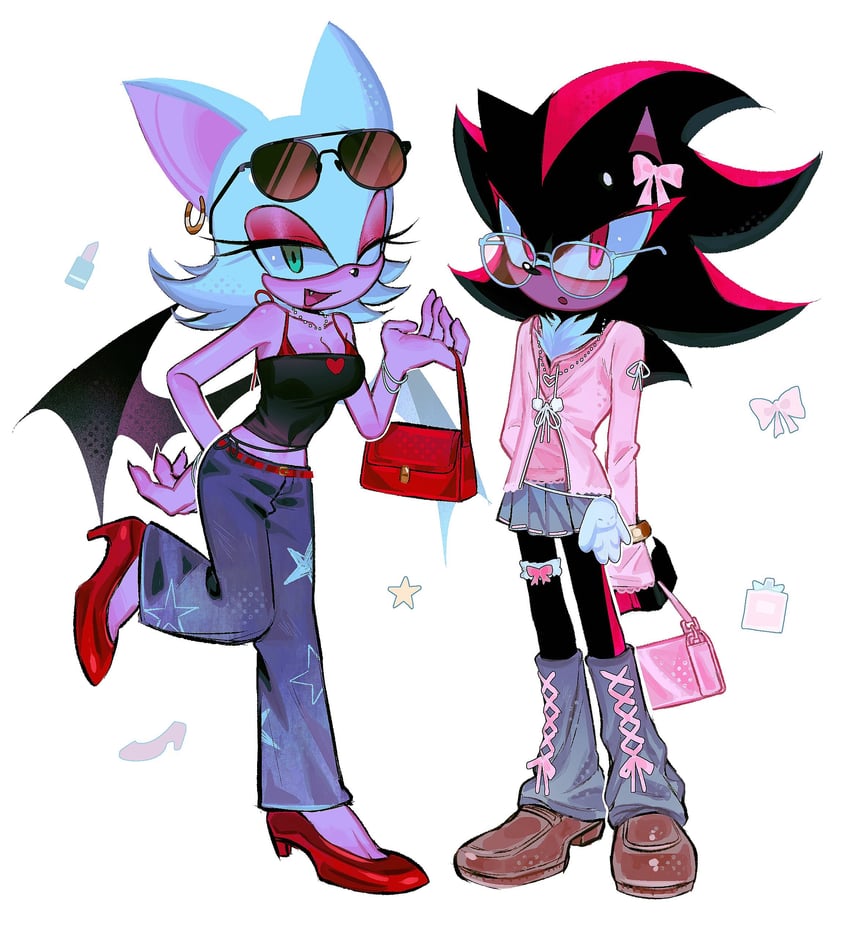 shadow the hedgehog and rouge the bat (sonic) drawn by sa1k_a