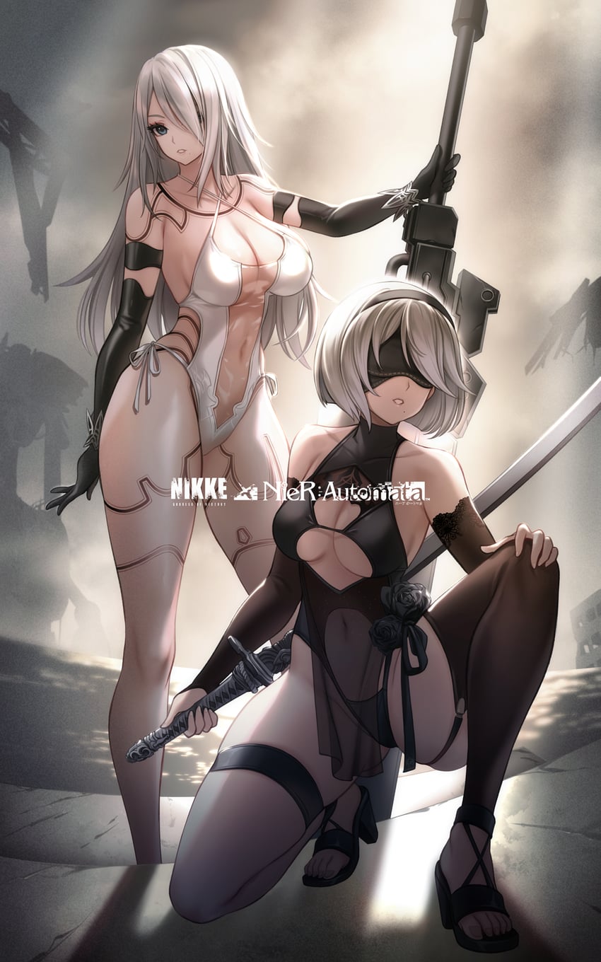 2b and a2 (goddess of victory: nikke and 2 more) drawn by toriseru_(rare_stone)