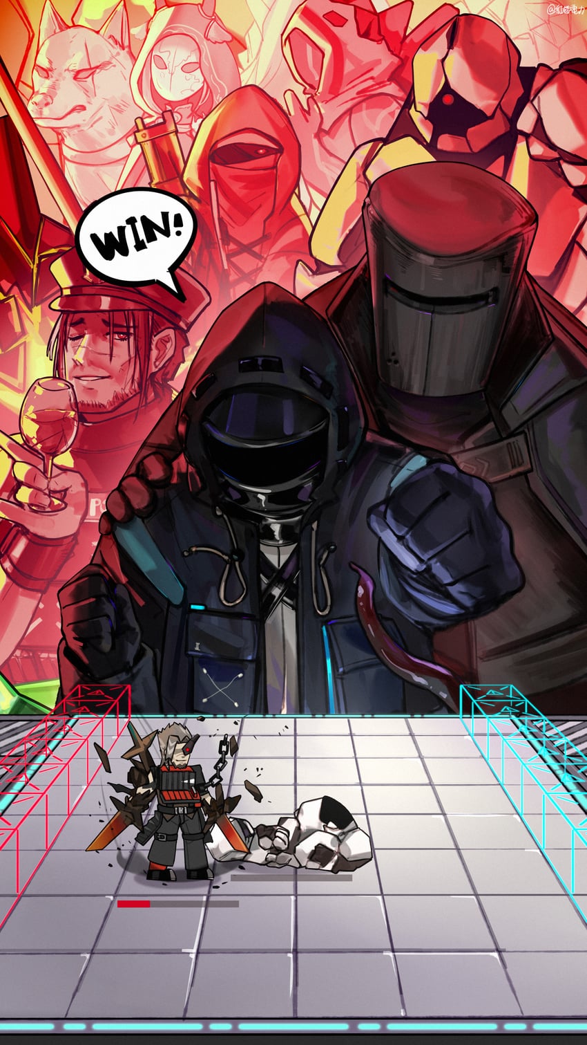 doctor, hateful avenger, mudrock colossus, jesselton williams, cannot goodenough, and 1 more (arknights) drawn by kourou_(kouroukun)