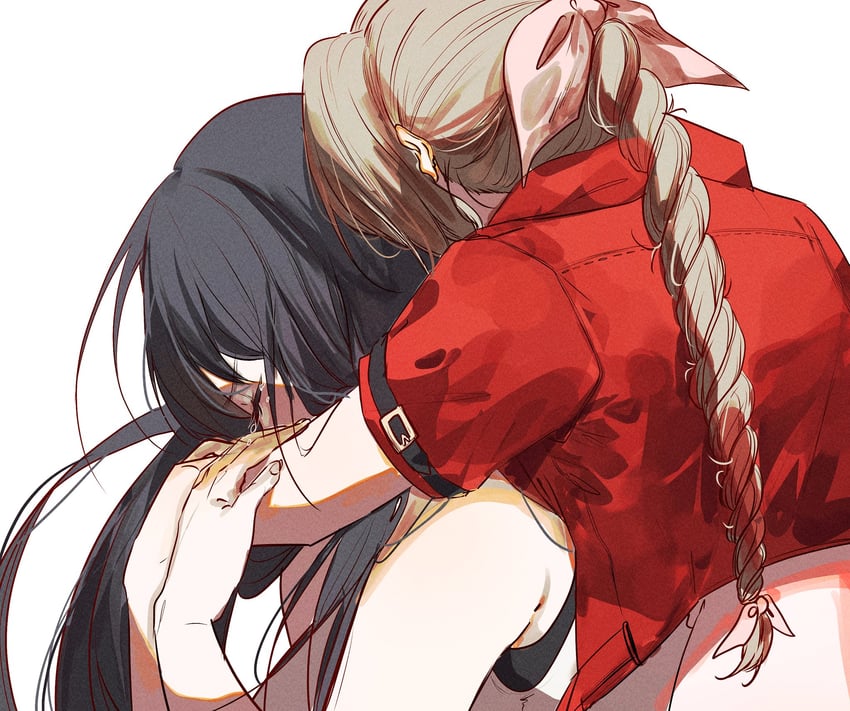 tifa lockhart and aerith gainsborough (final fantasy and 3 more) drawn by sera_(serappi)