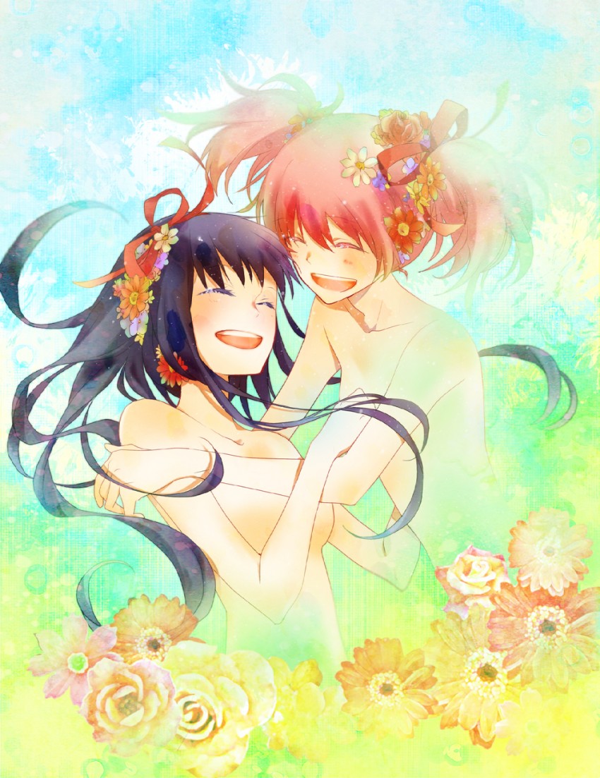 akemi homura and kaname madoka (mahou shoujo madoka magica) drawn by ami7