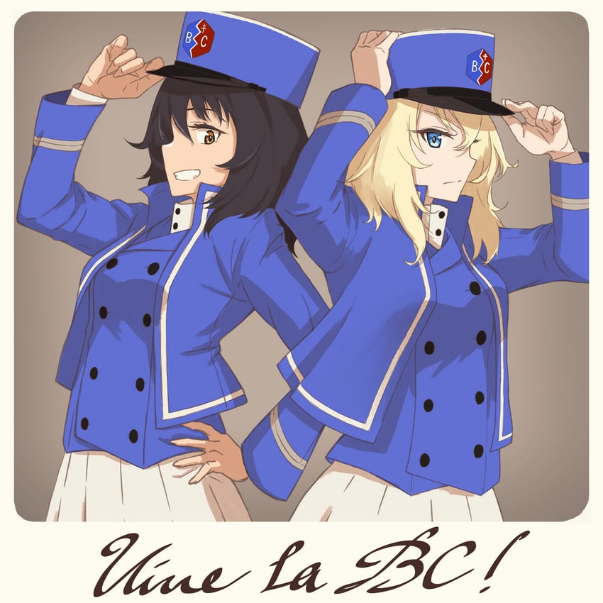 andou and oshida (girls und panzer) drawn by oritako