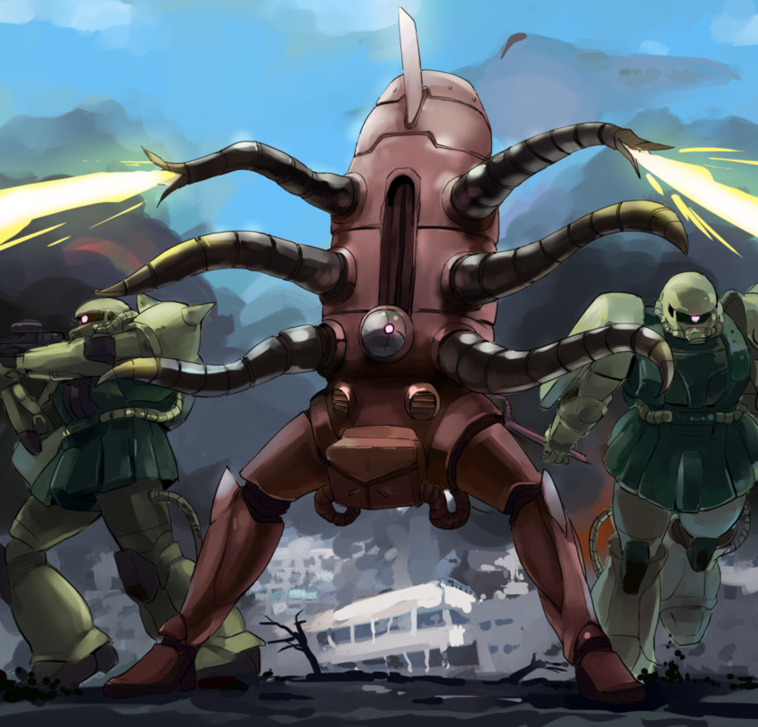 zaku ii and zogojuash (gundam and 2 more) drawn by sinzan