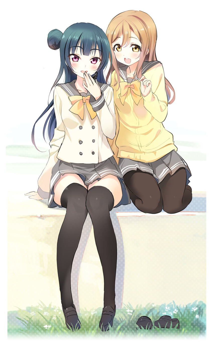 tsushima yoshiko and kunikida hanamaru (love live! and 1 more) drawn by youta